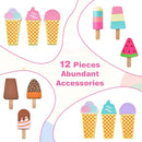 Twelve pretend ice cream accessories supplied with the multicolour cart