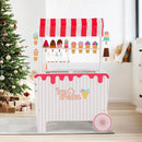 Red and white ice cream play cart shown from the front; room decorations not included
