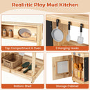 Mud kitchen upper compartment, three hooks, lower shelf and cabinet; extra props not included