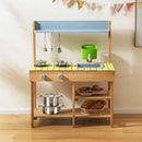 Outdoor Mud Kitchen with Water Box and Three Shelves - styled view; see supplied-items list