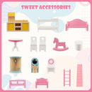 Fifteen furniture and accessory pieces for the pink dollhouse