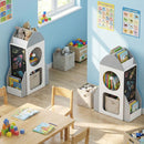 White and grey rocket kids bookshelf, view 2