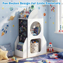White and grey rocket kids bookshelf, view 6