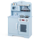 Wooden Play Kitchen with Light and Sound Range Hood – Blue