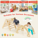Natural wooden climbing triangle, arch and ramp set, view 6