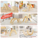 Natural wooden climbing triangle, arch and ramp set, view 8