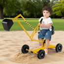 Yellow kids sand digger with wheels, view 1