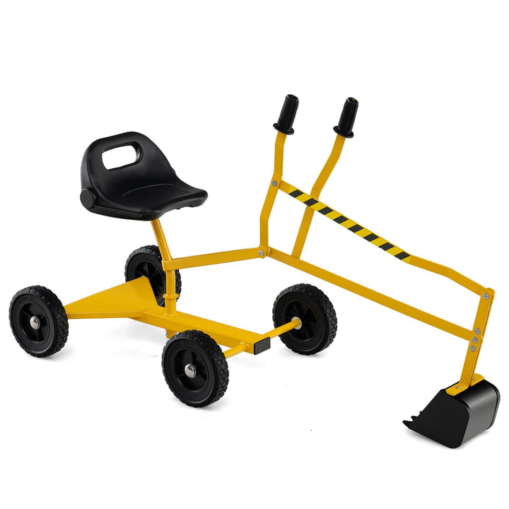 Yellow kids sand digger with wheels, view 3