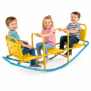 Yellow and blue three-seat rocking seesaw, view 12
