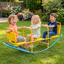 Yellow and blue three-seat rocking seesaw, view 14