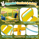 Yellow and blue three-seat rocking seesaw, view 3