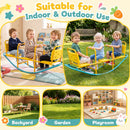 Yellow and blue three-seat rocking seesaw, view 4