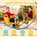Yellow and blue three-seat rocking seesaw, view 5