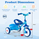 Blue toddler tricycle with rear basket, view 5