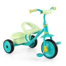 Green toddler tricycle with rear basket, view 4