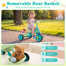 Green toddler tricycle with rear basket, view 7