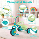 Green toddler tricycle with rear basket, view 9