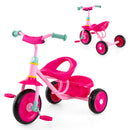 Pink toddler tricycle with rear basket, view 3