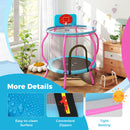 Pink and light blue kids enclosed trampoline, view 6