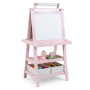 Pink art easel; visible toys, books and extra art materials are styling props, not included