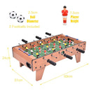 Tabletop foosball dimensions: 69 cm long, 37 cm wide and 24 cm high, with two balls