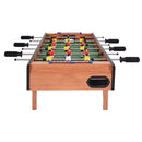 End view of the tabletop football game with short fixed legs and goal