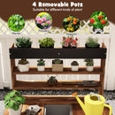 Kids Wooden Potting Bench with Four Pots and Chalkboard, removable upper pots