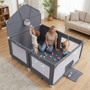 Foldable Baby Playpen with Basketball Hoop and Goal, view 1