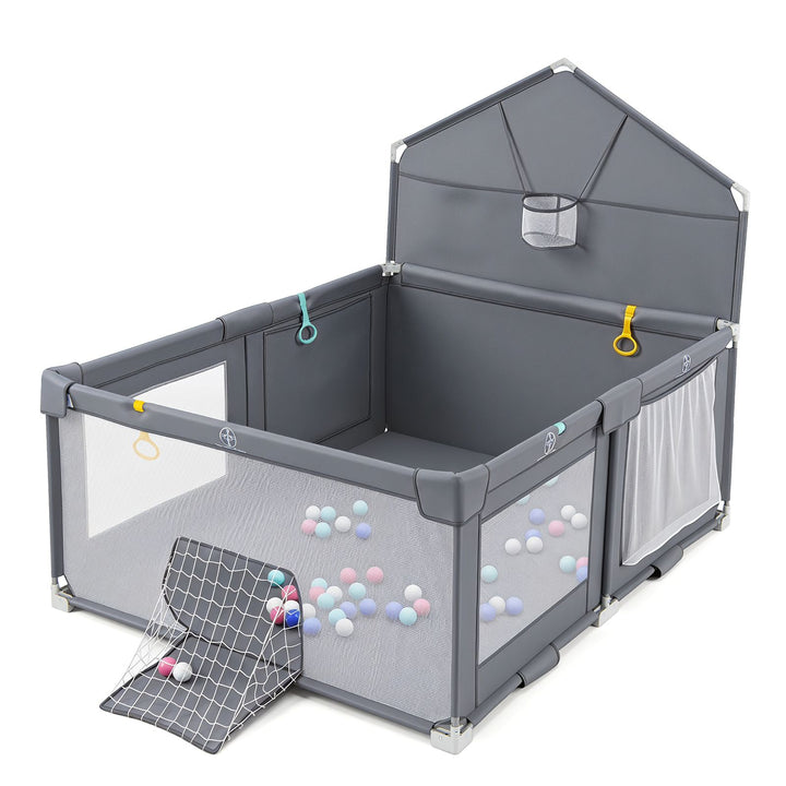 Foldable Baby Playpen with Basketball Hoop and Goal, view 3