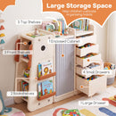Dinosaur Toy Organiser with Five Bins and Book Storage – bins cabinet and shelving