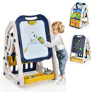 Double-Sided Art Easel with Three-Tier Book Rack – child drawing on the whiteboard