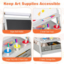 Double-Sided Kids Art Easel with Paper Roll and Storage Bins – Grey, view 3