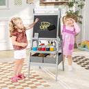 Double-Sided Kids Art Easel with Paper Roll and Storage Bins – Grey, view 6