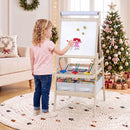 Double-Sided Kids Art Easel with Paper Roll and Storage Bins – Natural, view 1