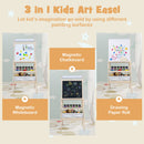Double-Sided Kids Art Easel with Paper Roll and Storage Bins – Natural, view 6