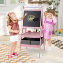 Double-Sided Kids Art Easel with Paper Roll and Storage Bins – Pink, view 5
