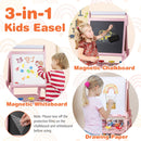 Double-Sided Kids Art Easel with Paper Roll and Storage Bins – Pink, view 6