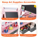 Double-Sided Kids Art Easel with Paper Roll and Storage Bins – Pink, view 8