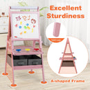 Double-Sided Kids Art Easel with Paper Roll and Storage Bins – Pink, view 10