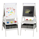 Double-Sided Kids Art Easel with Paper Roll and Storage Bins – White, view 3