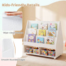 Double-Sided Rolling Bookshelf with Chalkboard – white bookshelf surface details