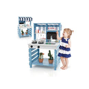 Double-Sided Wooden Mud Kitchen with Canopy and Cookware in Blue, view 2