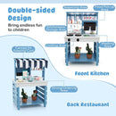 Double-Sided Wooden Mud Kitchen with Canopy and Cookware in Blue, view 8