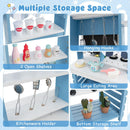 Double-Sided Wooden Mud Kitchen with Canopy and Cookware in Blue, view 10