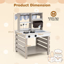 Double-Sided Wooden Mud Kitchen with Canopy and Cookware in Grey, view 4