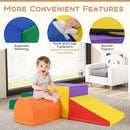 Multicolour foam set stitching, hook-and-loop fasteners and zipped covers