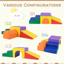 Four layout examples for the multicolour foam climbing set