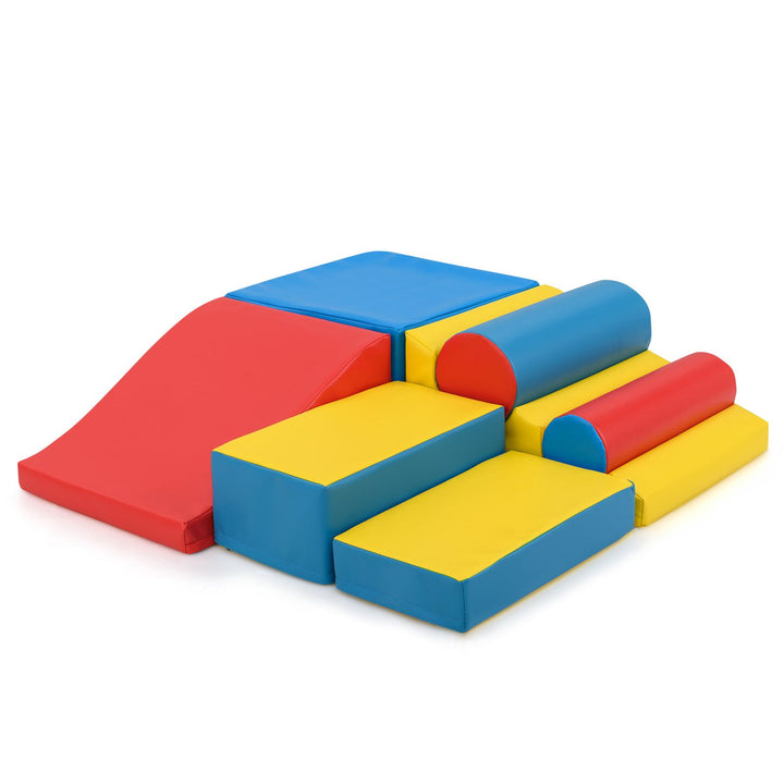 Complete seven-piece foam set on a white background - Colourful option (FH10148BL)