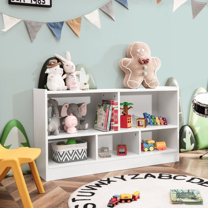 Five-Cubby Kids Bookcase and Toy Storage – White product view 1