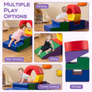 Five-Piece Foam Climbing Set with Split Ring and Ramp – play configurations and stacked storage